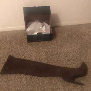 Brown thigh high boots